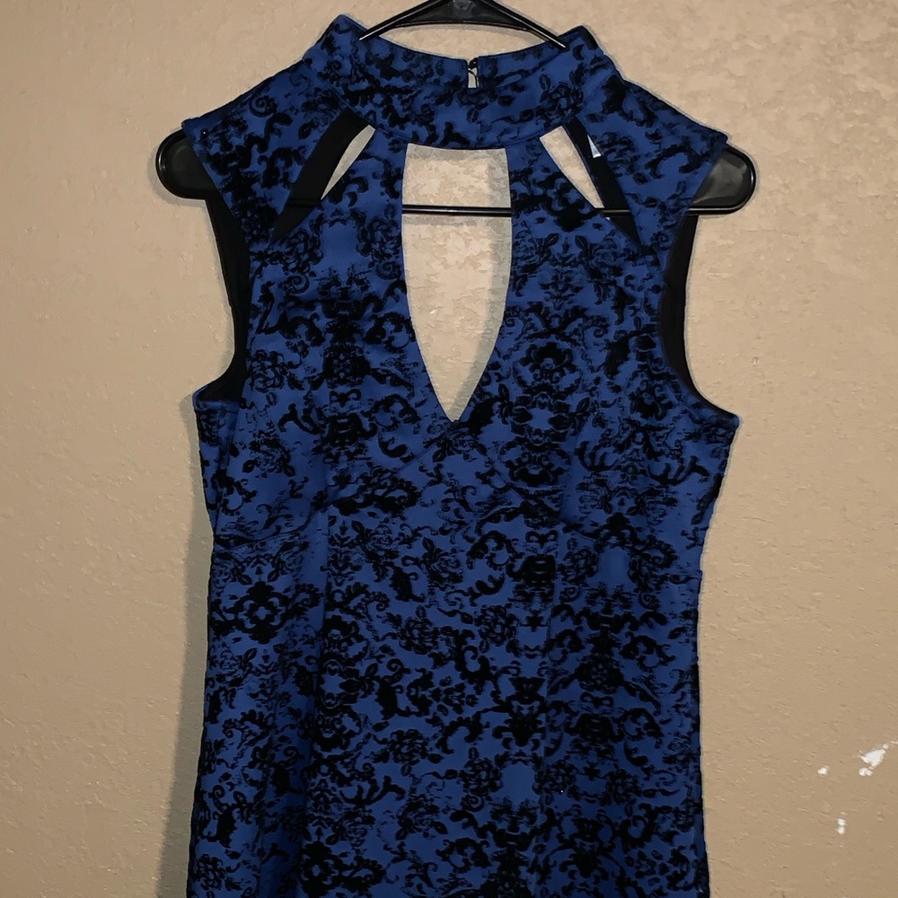 Nightsky Blue Semi Formal Three Pink Hearts Dress